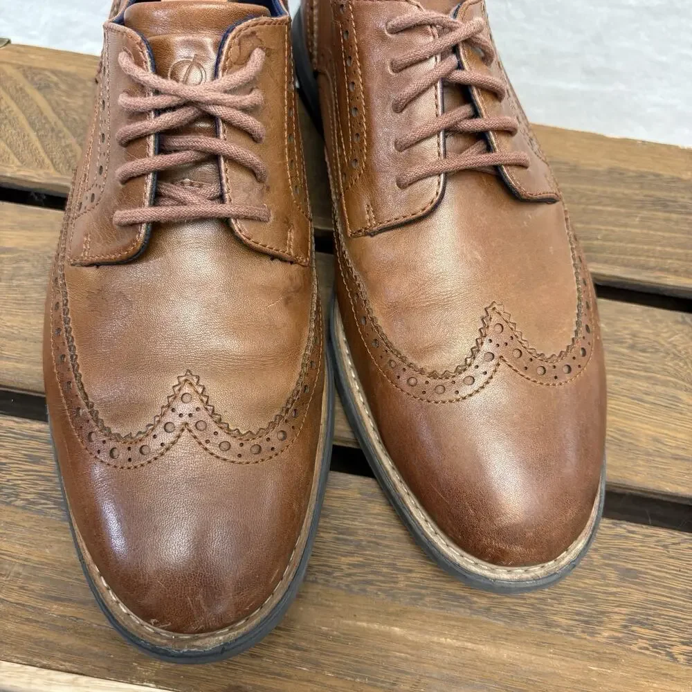 Cole Haan Grand Evolution Shoes Brown Leather Wingtip Lace Up Oxford Size 10.5M